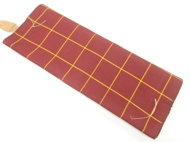 6638104: Japanese Kimono / Antique Araihari For Kimono / Woven Grid