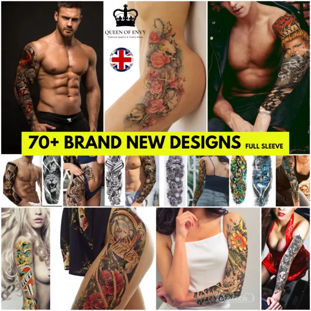 Full Sleeve Tattoos Arm Body Leg Waterproof Temporary Tattoo Womens Mens UK