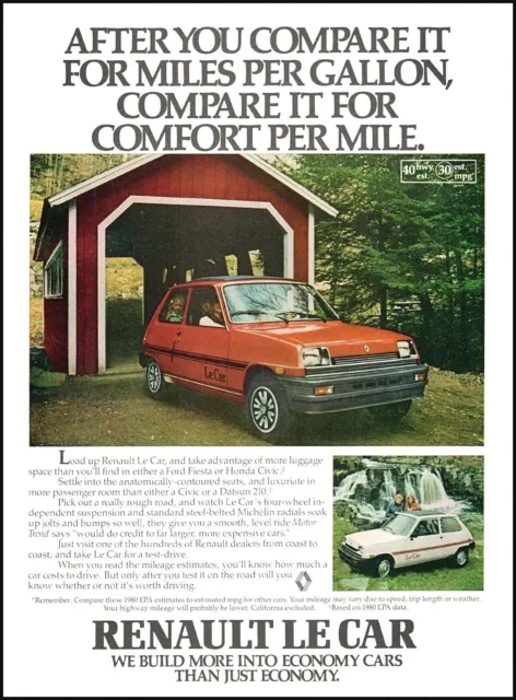 1980 Renault Le Car garage waterfall family vintage photo Print Ad ads29