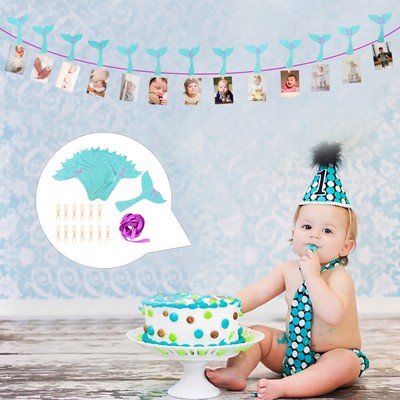 1set Glitter Mermaid Party Banner Ghirlanda Di Carta Bandiere Una Decorazione Primo Prima Della Festa Di Compleanno Per Il Bambino Accessori Per La Doccia 