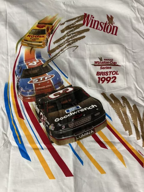 Vintage Nascar Shirt Mens XL White Dale Earnhardt  - Bristol -  Winston Cup USA