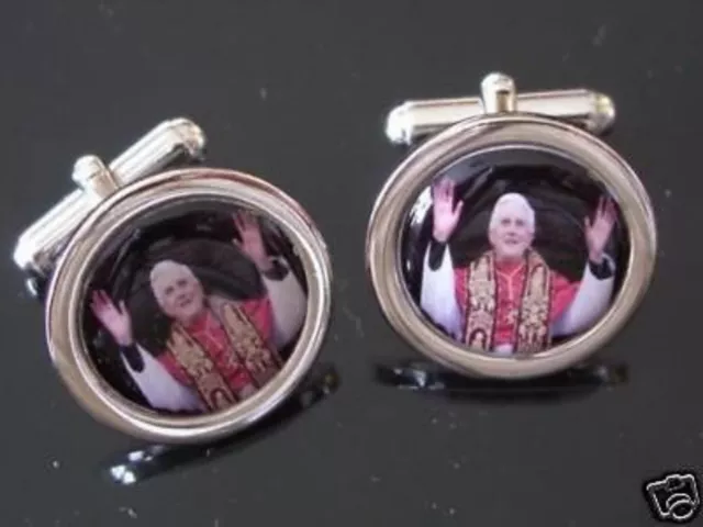 Pope Benedict Xvi Catholic Chrome Finish Cufflinks New