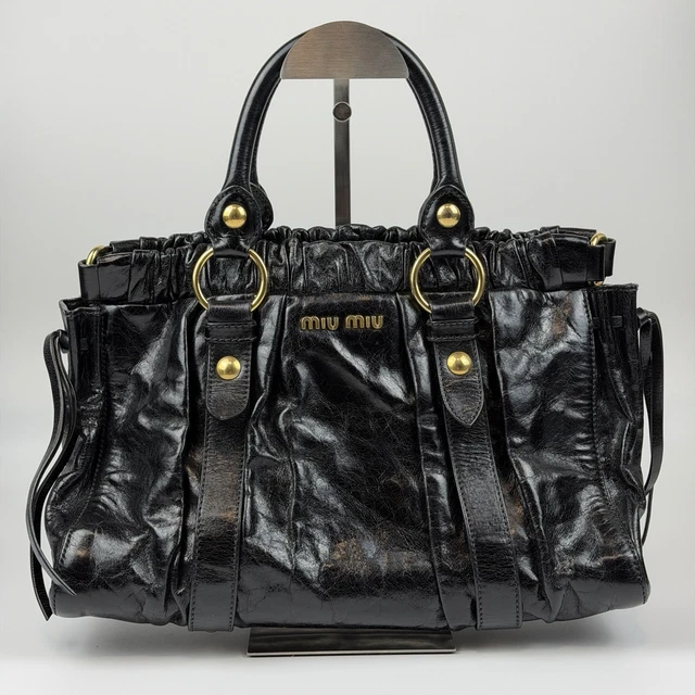 バッグ miu miu vitello lux 2way hand bag black MIU MIU(ミュウ