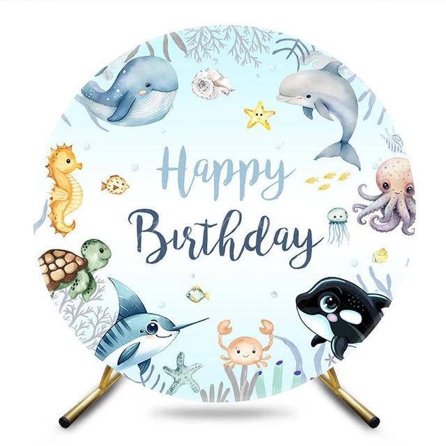Aperturee Personalized Under the Sea 1st Birthday Backdrop, Watercolor Ocean Animals Background, O-FISH-ALLY ONE Decor