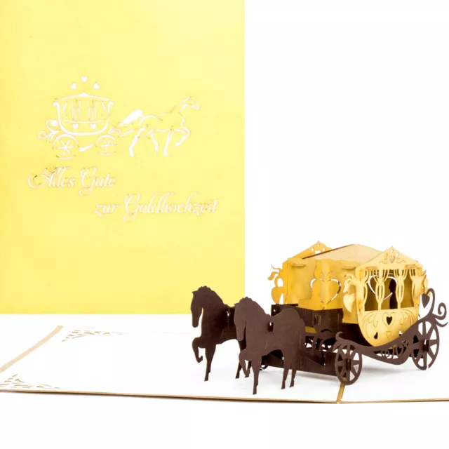 Pop Up Karte "Alles Gute zur Goldhochzeit" 3D Glückwunschkarte Goldene Hochzeit