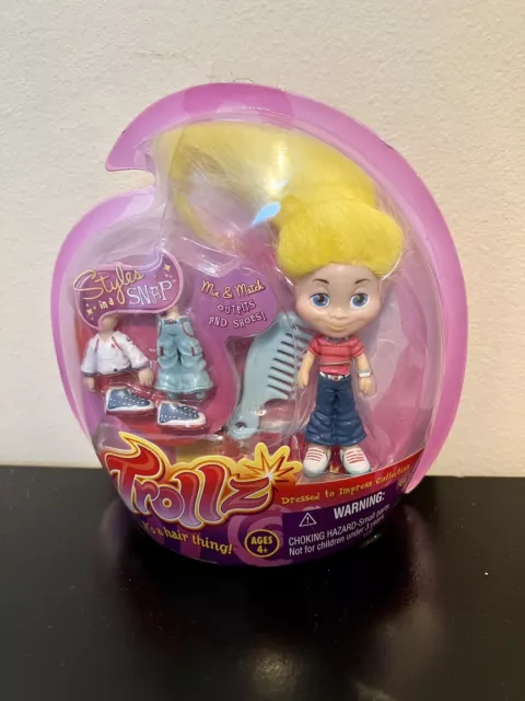 New Vintage 2004 Trollz Styles in a Snap Its A Hair Thing Mix & Match Doll Toy