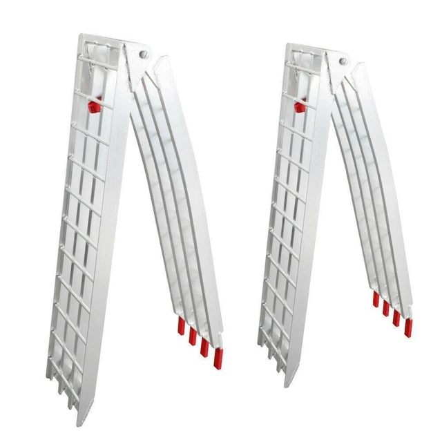 Pair 7.5' Foldable Aluminum Loading Ramps 4-Beam Heavy Duty Motorcycle Ramps