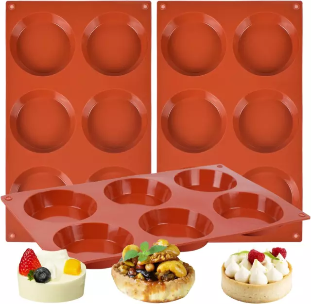 Goensjt 3 Pack Silicone Muffin Top Pans for Baking/Non-Stick 3 inch 6-Cavity for