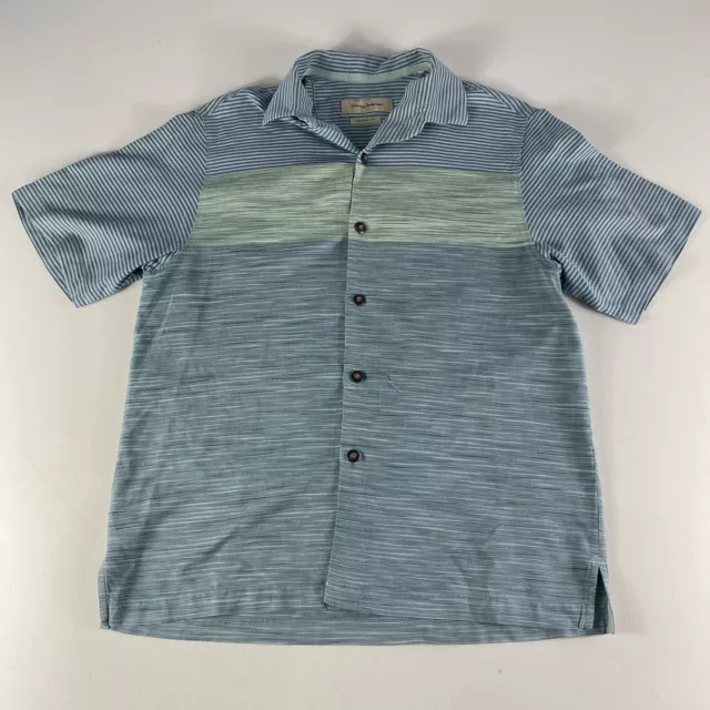 Tommy Bahama Shirt Adult Small Blue Green Button Up Silk Camp Hawaiian Mens