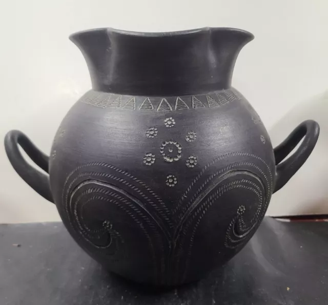 VTG Midcentury Ugo Zaccagnini Italian Pottery Sgraffito Studio Vase Pot "9×9"