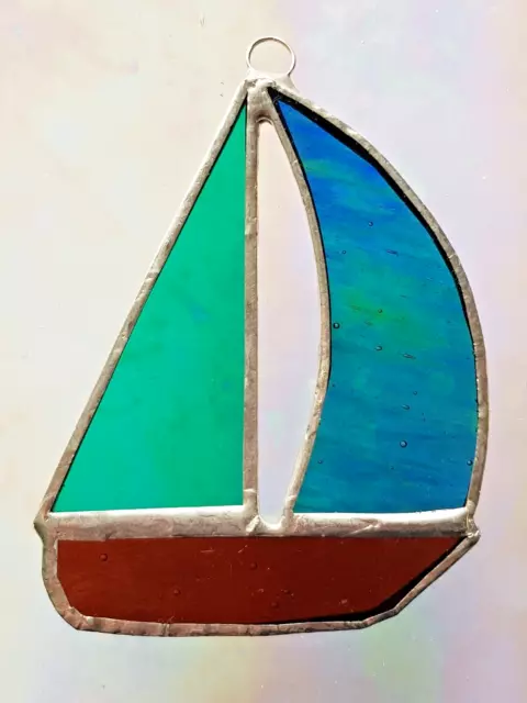 YACHT stained glass suncatcher boat window hanging sailing racing sport fishing