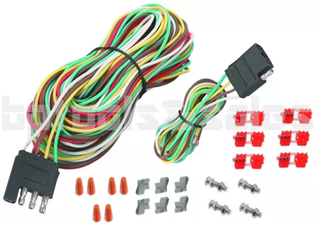 25ft 4 Way Trailer Wiring Connection Kit Flat Wire Extension Harness Boat Car RV