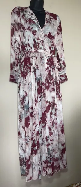 Kate And Lily Pink And Burgandy Floral Maxi Dress Size 6 Flowy