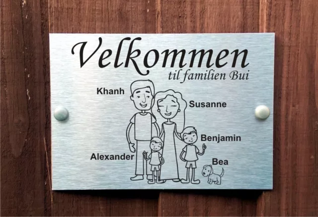 Norwegian Door Plaque Personalised Family House Name Sign for 2 Adults 2 Boys