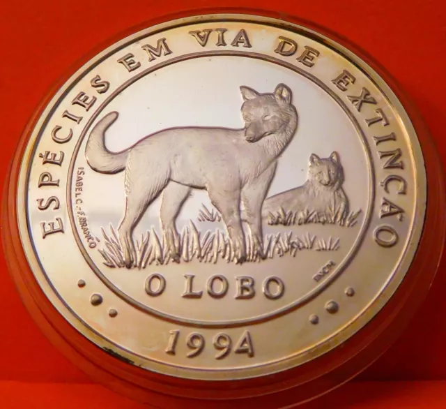 Portugal, 1000 Escudos, 1994. Serie Iberoam.: Fauna: El Lobo. Plata Proof.  (11)