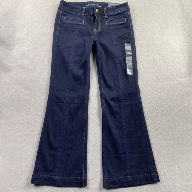 American Eagle Jeans Womens 8 Short Blue Denim Pants Hipster Classic Flare