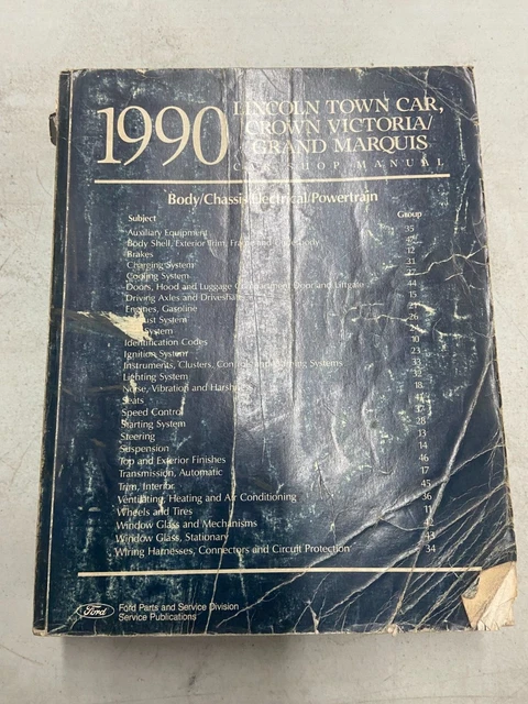 1990 Lincoln Town Car Ford Crown Victoria Factory Shop Service Repair Manual SK5