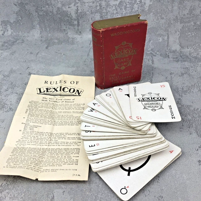 VINTAGE WADDINGTON'S LEXICON Card Game Boxed Set 1930's 54 Cards ...