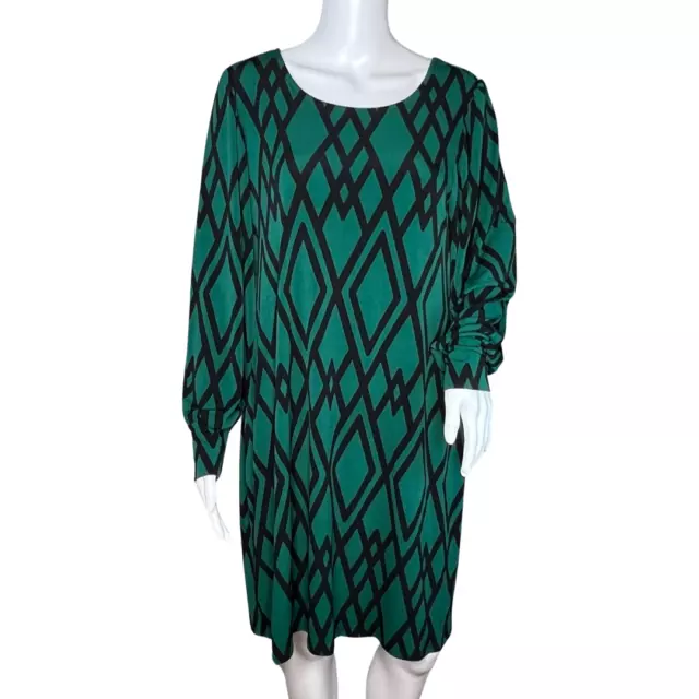 Leota Dress Womens Large Green Black Geometric Maternity Office Workwear Party