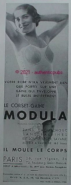PUBLICITE SCANDALE GAINE SOUTIEN GORGE PIN UP DE 1937 FRENCH AD PUB VINTAGE