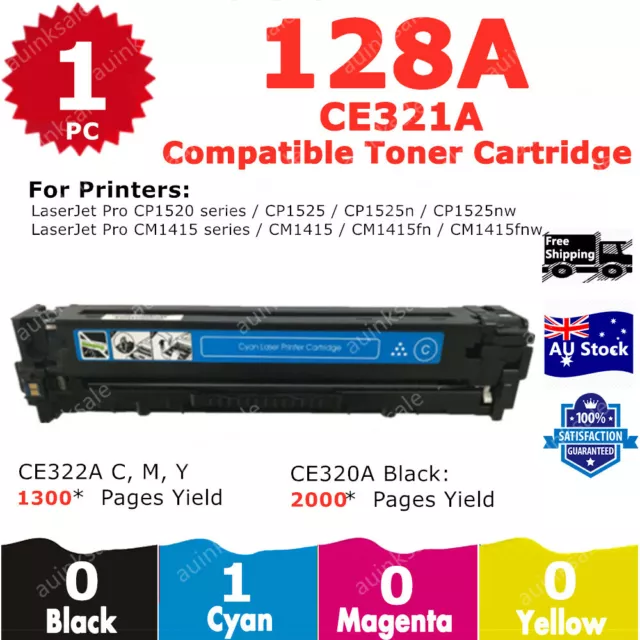 1x Compatible Toner 128A CE321A Cyan For HP CM1415fn CP1525nw CM1415fnw MFP