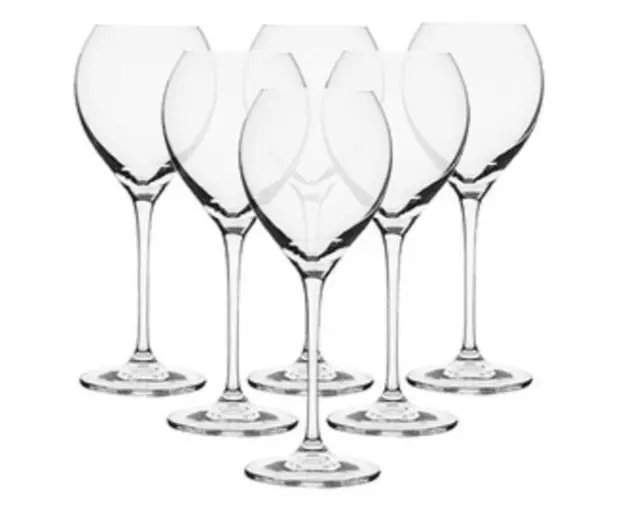 Crystalite Bohemia Crystal Glass 390ml Large Wine Glasses Goblets - Set of 6