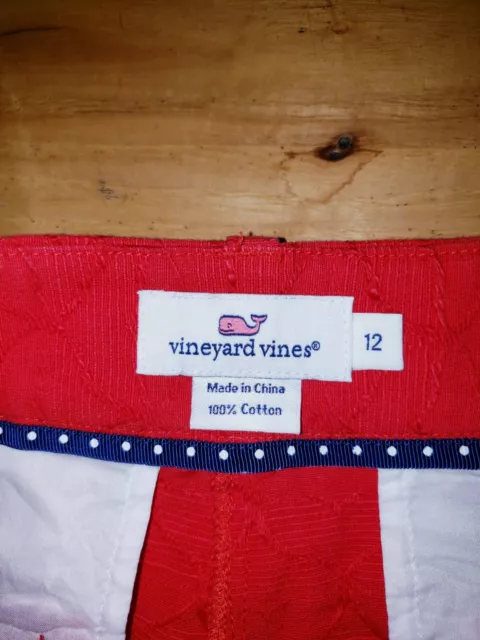 Womens Vineyard Vines Embroidered Pink Whale Shorts Casual Size 12 34" 3