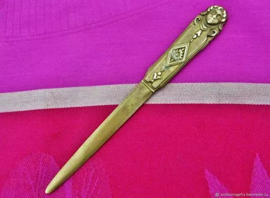 Couteau ancien ouvre lettre Femme Bronze Art Nouveau Old knife letter opener Wom