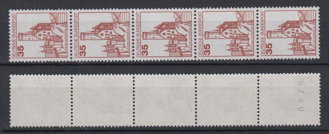 Bund 1139 RM 5er Streifen mit gerader Nummer Burgen+Schlösser 35 Pf **