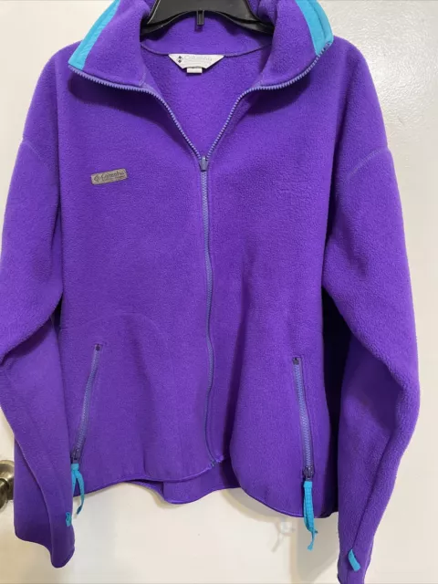 VINTAGE COLUMBIA SPORTSWEAR Purple Full Zip Fleece USA Ladies XL 90s 80 ...