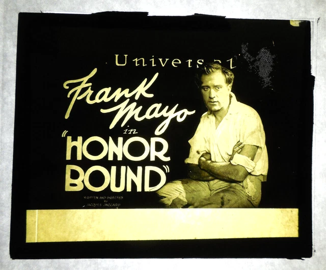 Magic Lantern Glass Slide 1920 movie Honor Bound-Frank Mayo