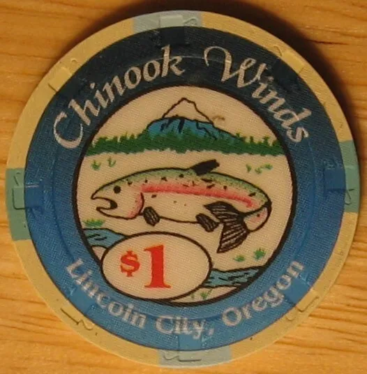 Chinook Winds $1 Casino Poker Chip Lincoln City Oregon