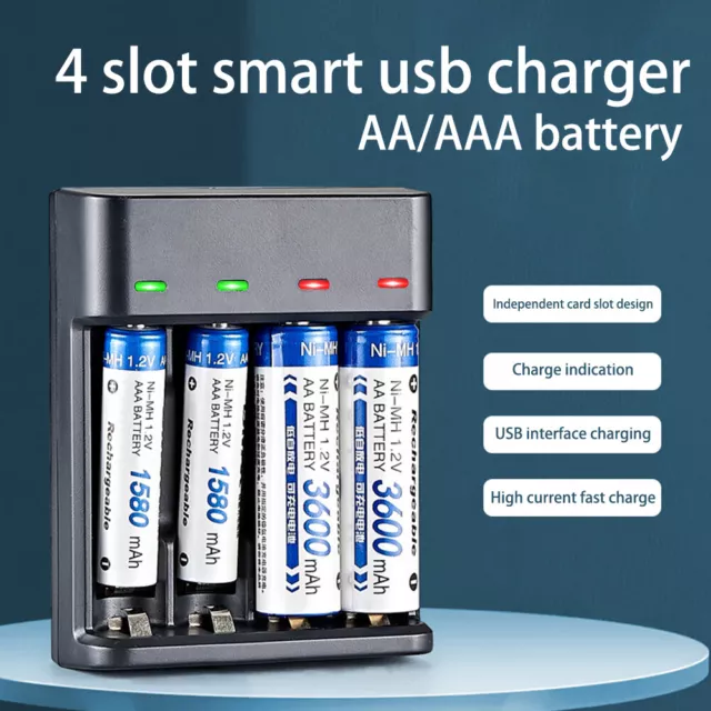 Intelligent Battery Charger 4 Slot For AA AAA NI-MH Rechargeable Batteries Box 3