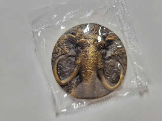 🌟 2015 Shanghai Mint Prehistoric Animals Mammoth Brass Medal SEALED 50 mm