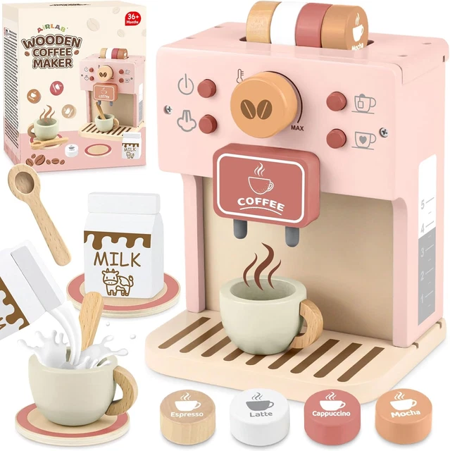 Dantoy - Set di macchine da caffè espresso in legno - con accessori