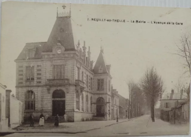 NEUILLY EN THELLE 60 cpa la Mairie l'Avenue de la Gare Bon Etat 1910