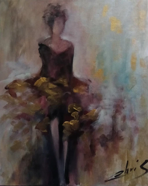 Tableau Peinture Toile Deco Défilé Haute Couture Femme Original Signé Chrisk
