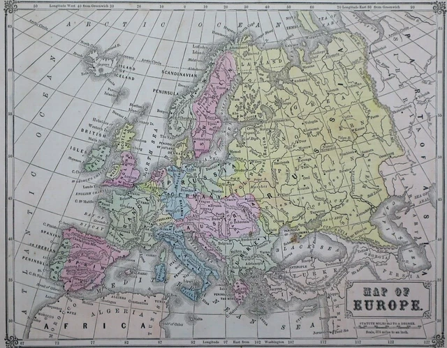 Old 1860 Cowperthwait Map ~ EUROPE ~ Free S&H ~Inv#342