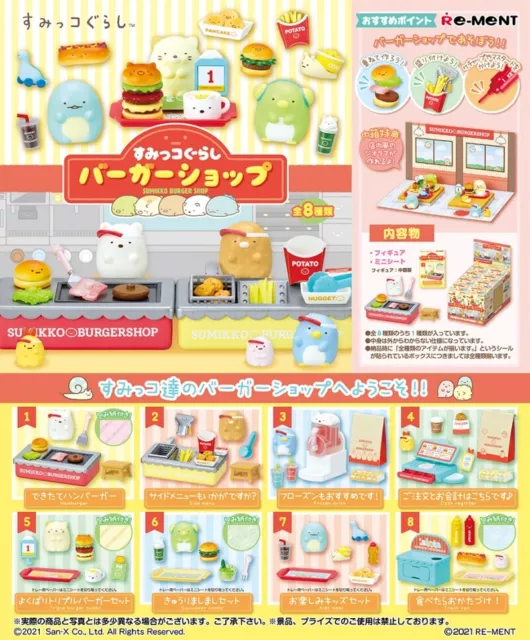 Re-Ment Miniature Petit Sample Sumikko Gurashi Burger Shop Full Set 8 pcs Rement