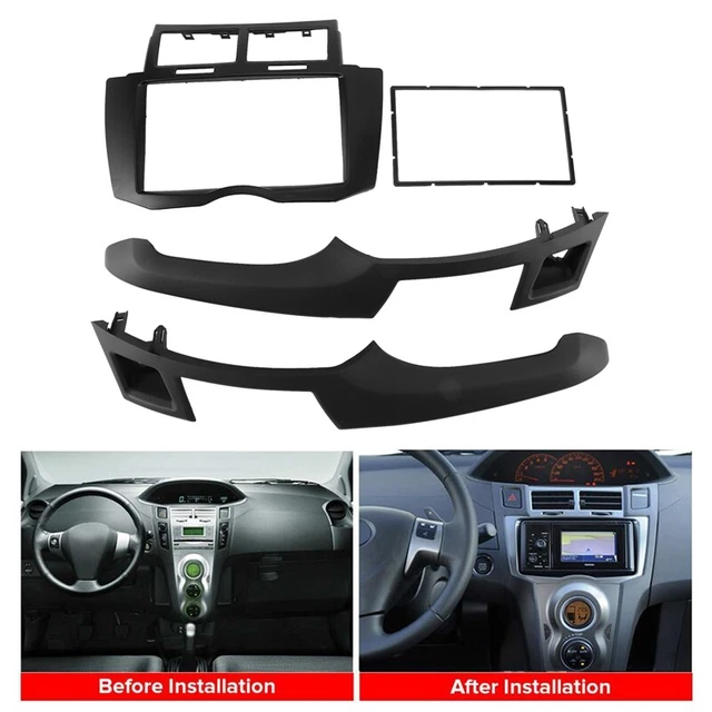 Car Radio Fascia Trim Kit, 2 Din Dash Panel DVD Install Kit for Yaris Vitz  Q1G9