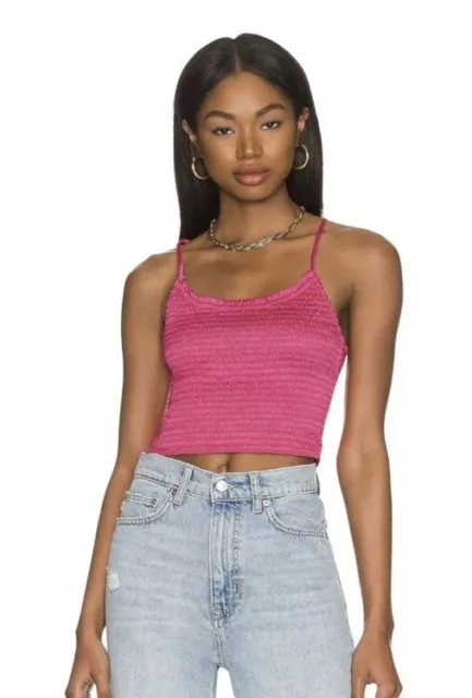 Free People Right On Time Cami Intimately Pink Sleeveless Tank Smocked Top S NWT