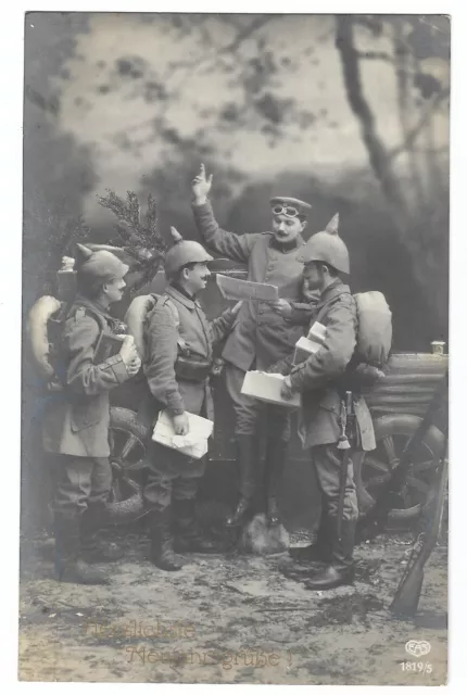 Foto-AK Postkarte Portrait Patriotika Landser feldgrau Bayern Pickelhaube Koppel