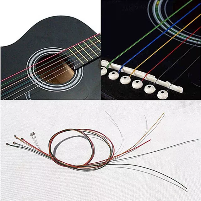 Acoustic Guitar Strings Guitar Strings One Set 6pcs Rainbow Colorful Colo:'h