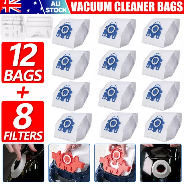 12X Vacuum Bags 8X Air Clean Filters Dust Bags For Miele FJM Hyclean C1 C2 S4 S6