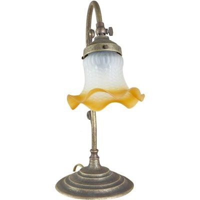 Lampada Abat-jour applique in ottone stile liberty con vetri bianco-ambra