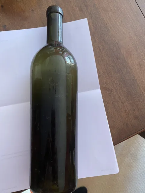 Antique Heavy Green Glass Wine Bottle