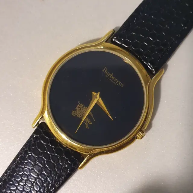 Vintage "BURBERRYs" Orologio Unisex GOLD Full '80 Swiss Made Retro Dandy's Watch