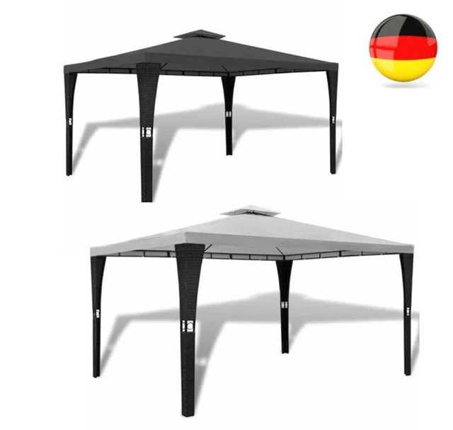 Pavillon Gartenzelt Gartenpavillon 3x3/3x4m Poly-Rattan Wasserabweisend