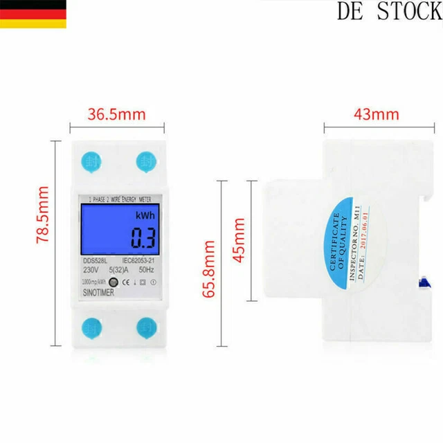 5-32A 230V ENERGY meter KWH-Watt electricity meter calibrated for DIN ...