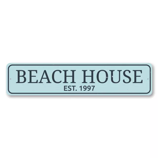 Personalized Beach House Established Date Sign Beach Metal Wall Decor - Aluminum